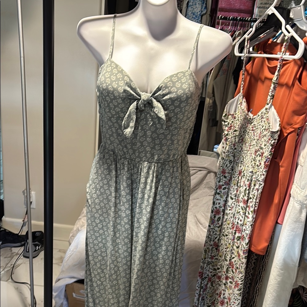 Green Floral Spaghetti Strap Jumpsuit